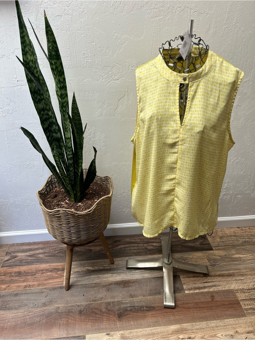 Worthington‎ Yellow White Geometric Collared Sleeveless Tank Top XXLarge